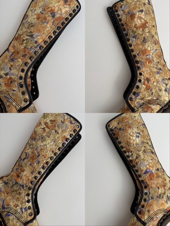 Vintage Dr. Martens England Burlap Floral Lace Fabric Tall Boho MIE Boots UK 5 - Picture 16 of 16
